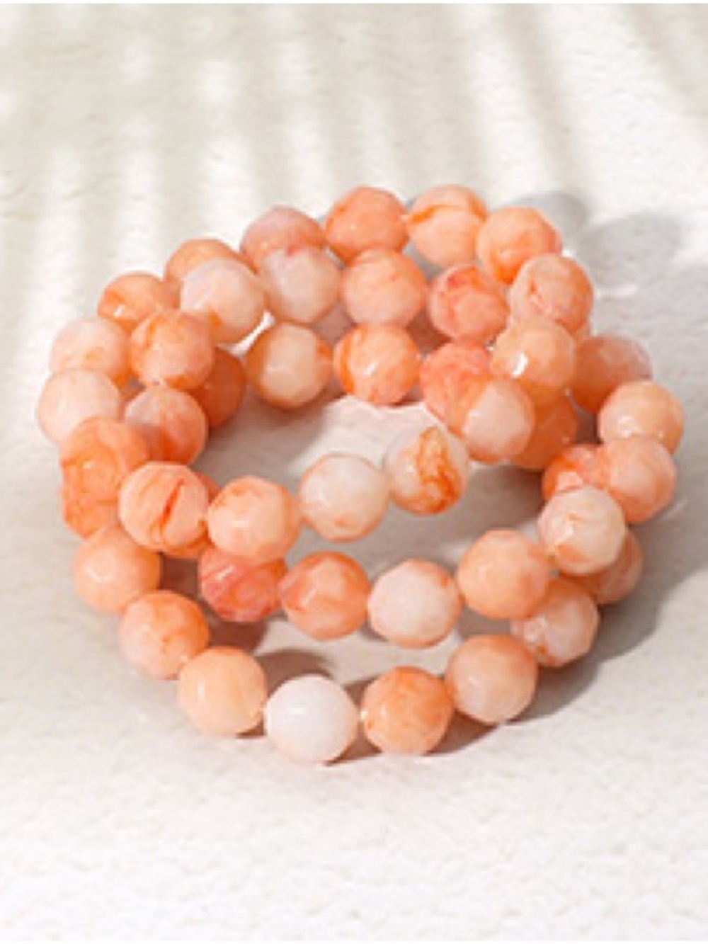 Peach Agate Beaded Stretch Bracelet - Women Jewelry
